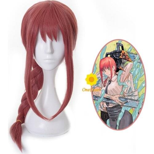 Anime Chainsaw Man Makima Cosplay Braid Wig Heat-resistant Fiber Hair + Wig Cap Halloween Party Role Play Girls Women