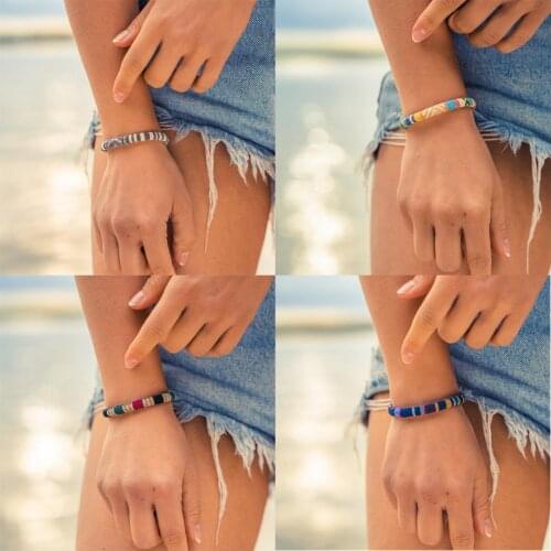 Eif Dock Hand Weave Braided Boho Bracelet Summer Beach Bohemian Vintage Cotton Rope Ethnic Rainbow Woven Bracelets