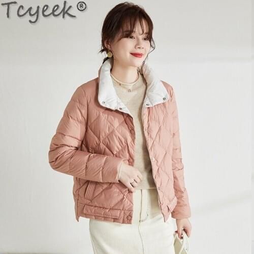 Tcyeek White Duck Down Coat Women Puffer Jacket Winter New Short Korean Style Parka Womens Clothes Casual Veste Femme SQQ462