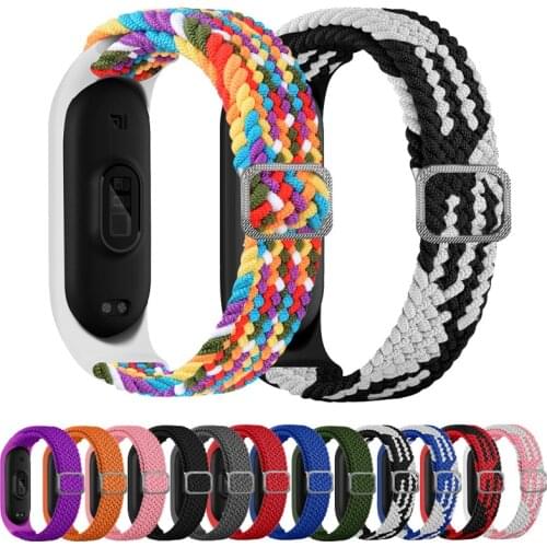 Strap for pulseira mi band 6/5/4 adjustable fabric correas braided solo Loop watchband Scrunchie bracelet on opaska mi bind 4 3