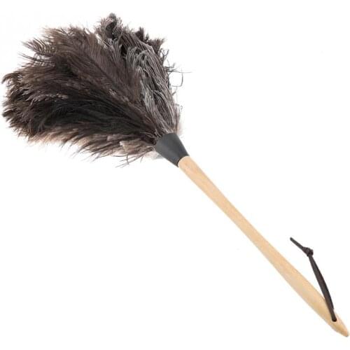 Handmade Washable Non-electrostatic Ostrich Feather Duster with Wooden Handle Household