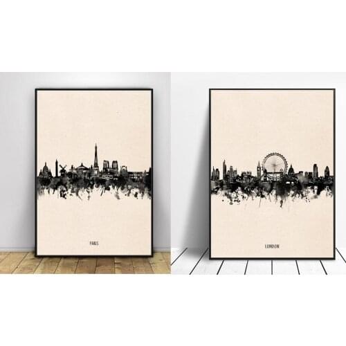 London city black ink art print modern poster wall decor classical picture for living room Office decoration canvas painting