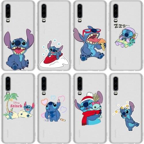 Stitch lovely Anime Transparent Phone Case For Huawei P 40 30 20 10 9 8 Lite E Pro Plus Etui Coque Painting Hoesjes comic fas