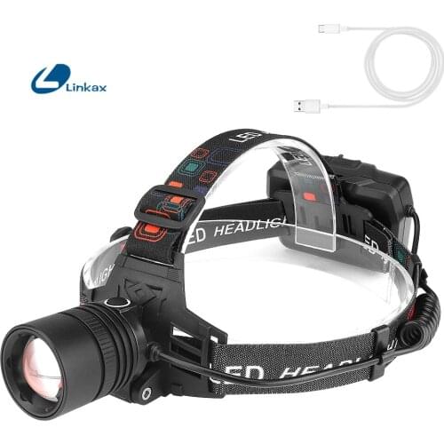 LED headlamp fishing headlight T6 3 modes Zoomable lamp Waterproof Head Torch flashlight Head lamp use 18650 battery for camping