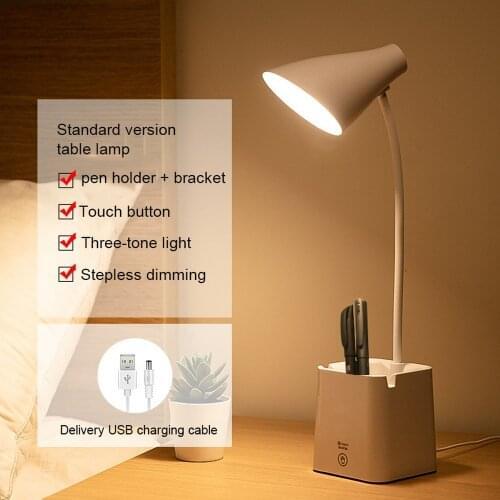 LED Desk Lamp Touch Dimmable Reading Table Light Eye Protection Study Lamp USB Rechargeable Living Room Bedroom Office Lighting