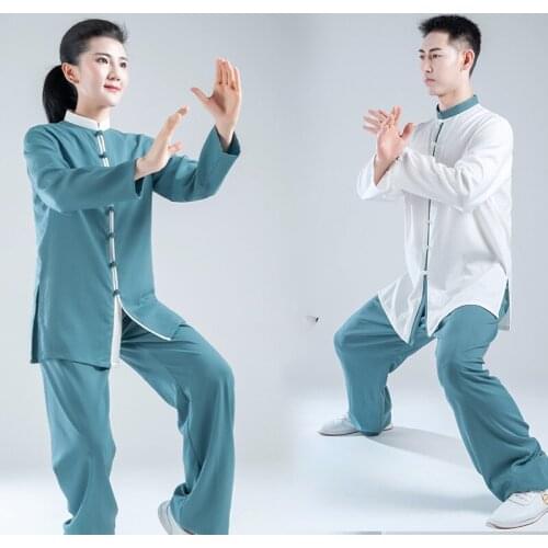 2021 New Style Unisex Kung Fu Tai Chi Clothes Traditional Chinese Martial Arts Long Sleeve Performance Uniform Free Shipping