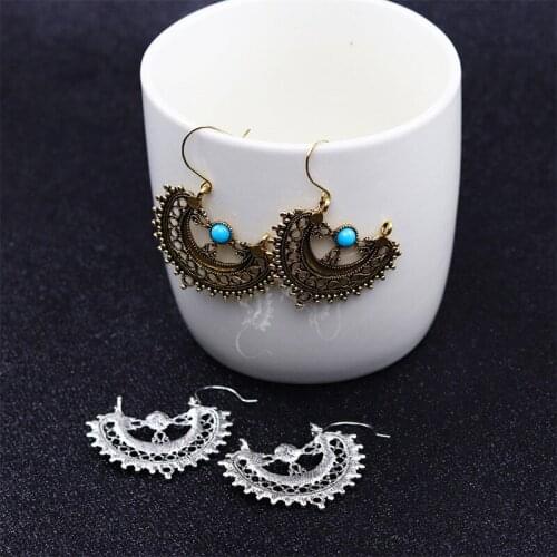 Drop-Earrings Fashion Lady Retro Bohemian Ethnic Style Anniversary Bridal Party Gift Wedding Accessories Hollow Metal Earring