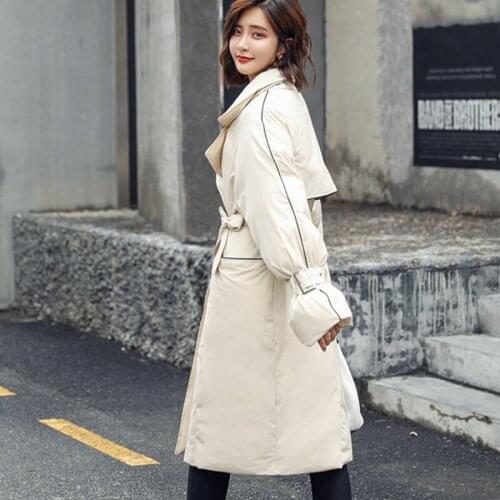 Winter Fur Parka Cotton Coat With Belt Casual Snow Wear Ladies Parka Fashion Medium Long 2020 New Women