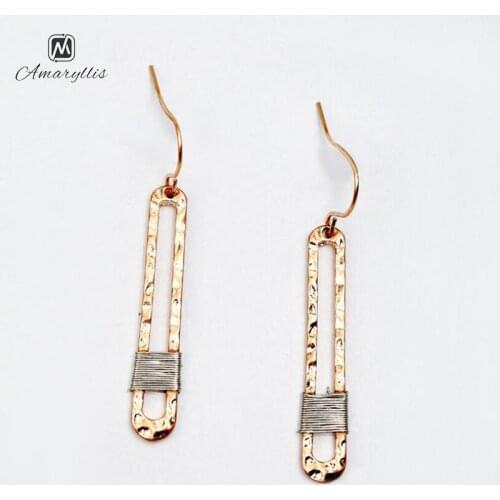 Amaiyllis Vintage Hollow long Geo Pendant Dangle Earrings For Women Ethnic Wire Winding Drop Earrings Handmade Earrings Brincos