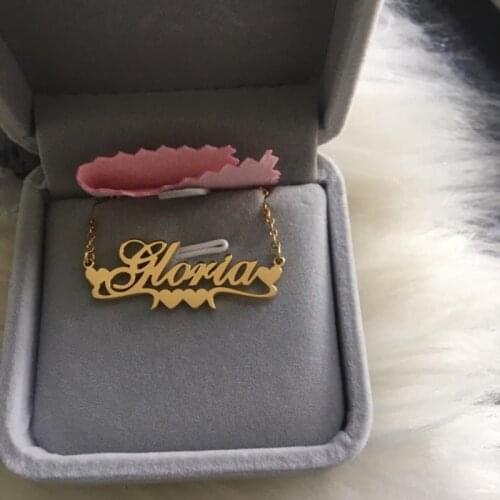 Custom Name Necklaces For Women Personalized Gold Heart Ribbon Nameplate Necklace Stianless Steel Choker Chain Christmas Gift