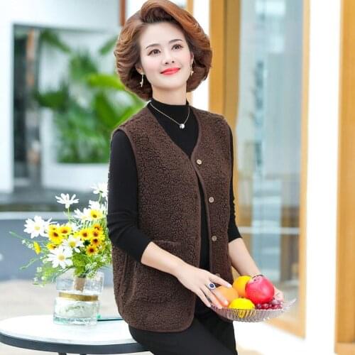 Oversized 5XL Lamb Wool Waistcoat 2021 Spring Autumn New Single-breasted Female Outer Wear Vest Jacket Fashion Overcoat aq228