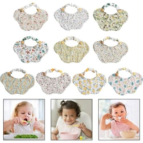 1 Pc Baby Soft Cotton Drool Bibs Floral Printing Saliva Towel Boys Girls Feeding Apron Bandana for Newborn Infants Shower Gifts