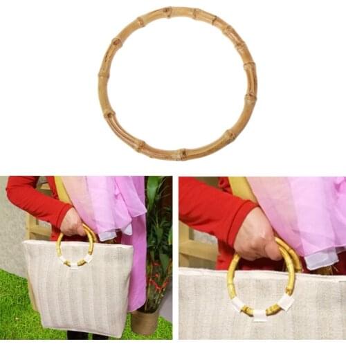 1 x Round Bamboo Bag Handle for Handcrafted Handbag DIY Bags Accessories