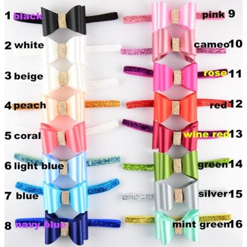 10pcs/lot ,7cm satin bowknot hair bows with glitter elastic hairband for girls headbands hair accessories