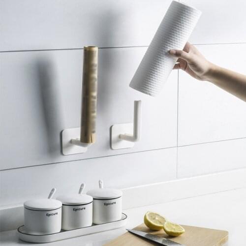 2pcs Kitchen Cling Film Rack Without Punching Wall-Mounted Multi-Function Roll Paper Storage Rack Fresh-Keeping Bag Pot Lid Rack