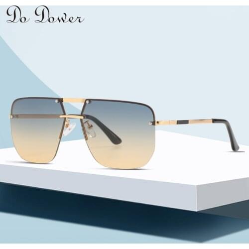 2021 new fashion rimless glasses Modern fashion retro sunglasses Street shooting rimless sunglasses for men and women 8566 uv400