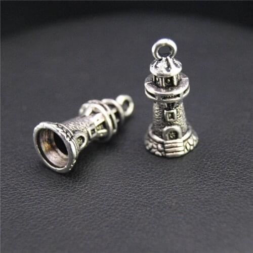 25pcs 3D Lighthouse Charms Silver Color Tone Building Theme Pendant For Jewelry Findings A2208