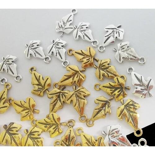 50pcs 2 Style Maple Leaf Sorority Pendant Charms DIY Necklace Bracelet Jewelry Women Accessories