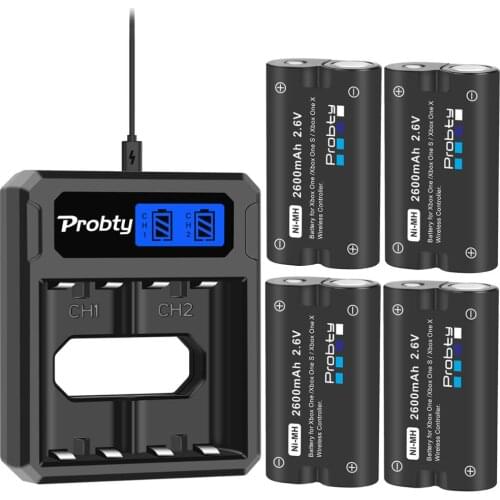 2600mAh Battery For Xbox Series X/S / Xbox One S/Xbox One X/Xbox One Elite Wireless Controller Gamepads Battery + LCD Charger