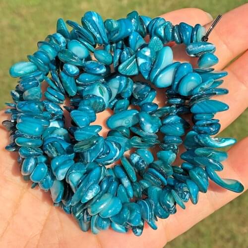 Irregular Peacock Blue Shell Chips Freeform Freshwater Mother Pearl Beads For Necklace Bracelet Jewelry Making DIY Accessries