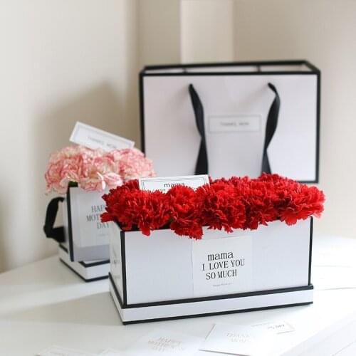 Flower Gift Paper Boxes Bag Portable Gift Packing Boxes Flower Packing Boxes Tote Bag with Lid Lovers Gift Mothers Day Gift
