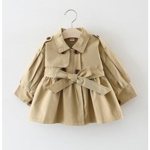 Toddler Baby Girl Boy Coat Spring Autumn Jacket For 0-4T Double Breasted Windbreaker Classic Khaki Clothes With A Belted Coat