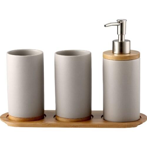 Ceramic Toothbrush Holder Elegant Home Lotion Bottle Nordic Style Toothpaste Bamboo Storage Board Hotel Bathroom Tumblers Set