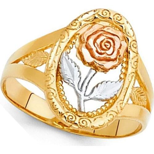 Classic Two-tone Engagement Rings for Women Rose Flower Carving Pattern Wedding Party Female Rings JewelryHand Accessories