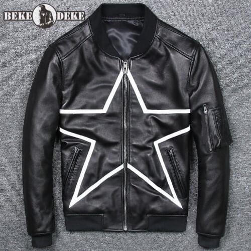 Classic Pilot Sheepskin Jacket Men Street Slim Fit Genuine Leather Short Coat 2020 New Spring Casual Outerwear Plus Size 5XL