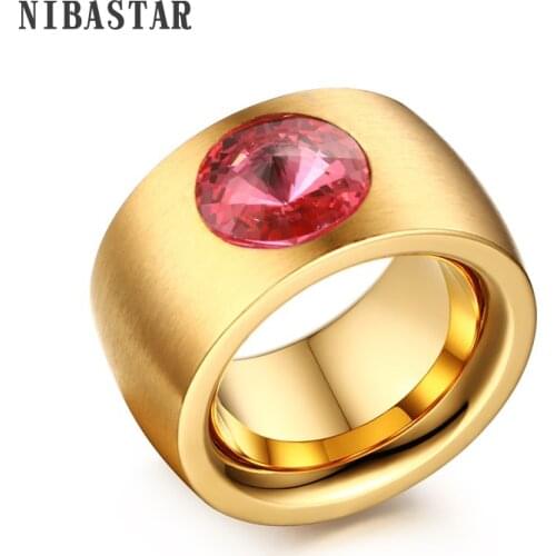 3 Colors Different Crystal Gold-Color Stainless Steel Rings for Women or Man True Love Ring