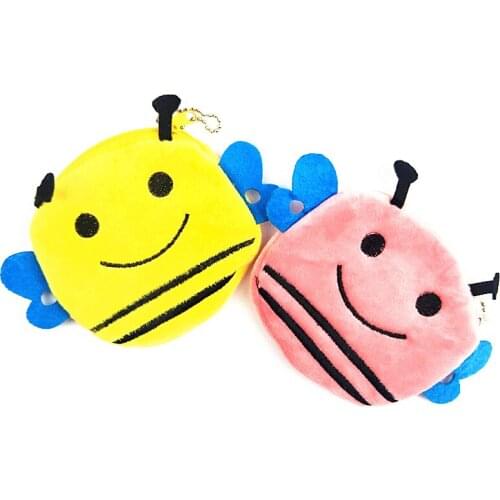 M307 Deary Women Purses Plush Honeybee Cartoon Coin Purse Wallet Bag Girl Student Gift Wholesale