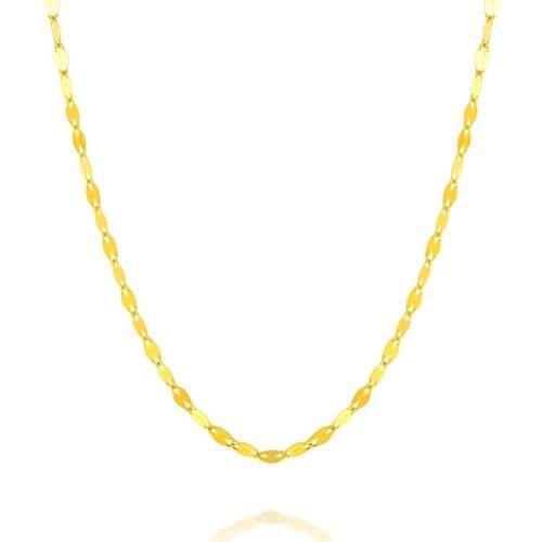 MADALENA SARARA AU750 Pure 18k Yellow Tile Chain Style Gold Fish Lip Chain Necklace 16"18"20"