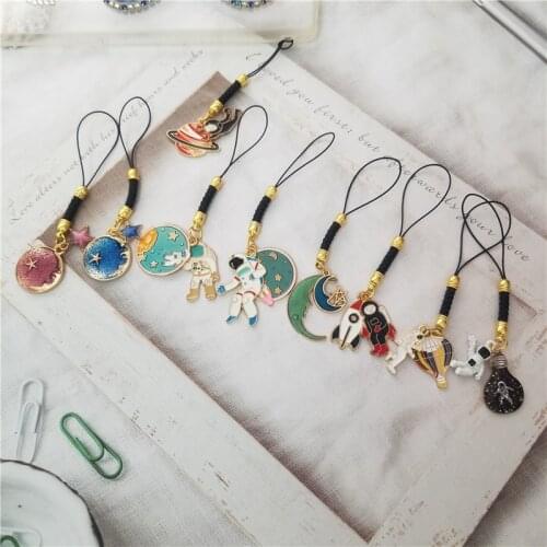 Cute Astronaut Decor Lanyards for IPhone/Samsung Kawaii Keys Mobile Phone Headphone Strap Hanging Rope Smartphone Charm