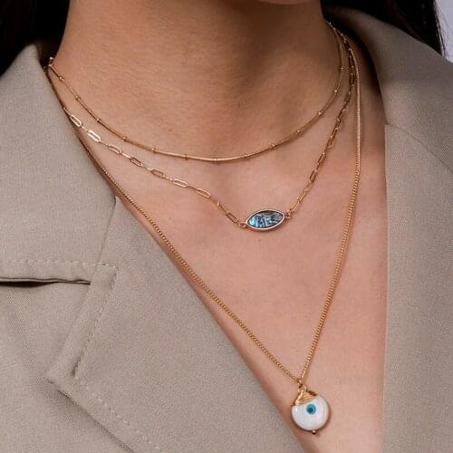 Multi-layer hand-knitted wire alloy necklace fashion new color abalone shell pendant jewelry female