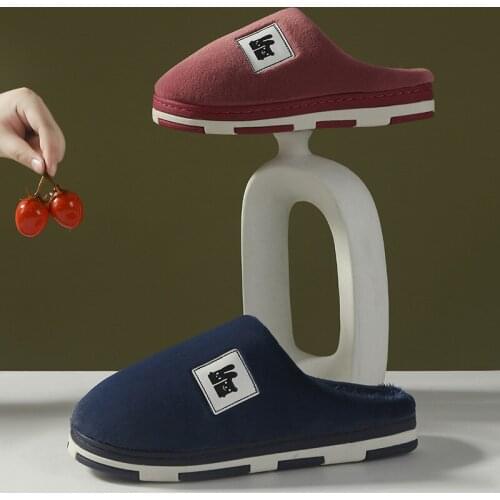 Mens New Slippers Home Cotton Slippers Winter Non-slip Warmth Thickening Couple Cute Indoor Cotton Slippers Household