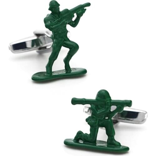 Mens Novelty Contra Cuff Links Chess Soldiers Counter Strike Design Brass Material Green Color Cufflinks Free Shipping