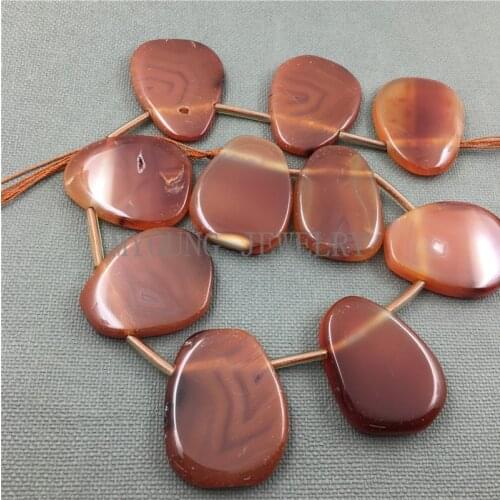 MY1229 Nature Sardonyx Egg shape Polished Red agates slice Pendant beads For Necklace Jewelry