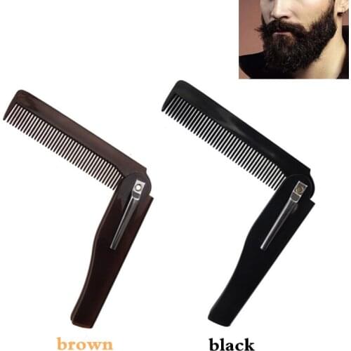 New Arrivals 1Pcs Women Beauty Handmade Folding Pocket Clip Hair Moustache Beard Comb For Men Beard Hair Care Comb Styling Tools