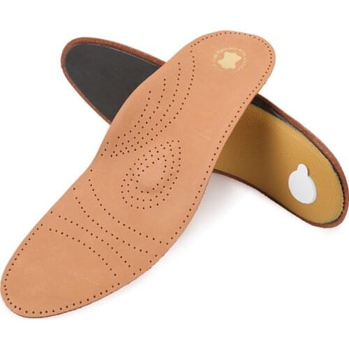 Genuine Leather Orthotic Insole For Flat Feet Arch Support Orthopedic Shoes Sole Insoles For Feet Men Women O/X Leg Corrected
