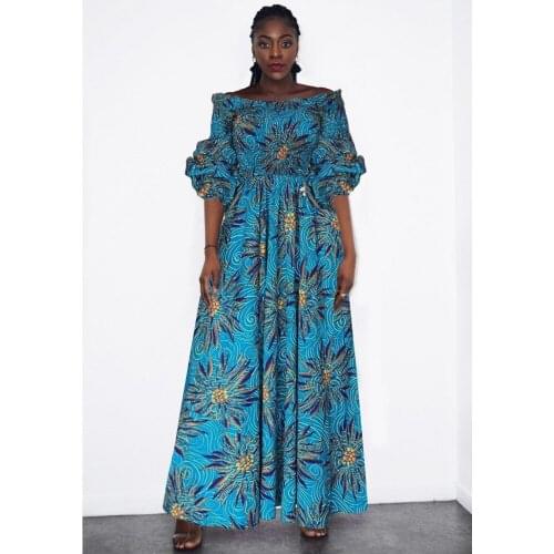 Indonesia Print Casual Dress Long Sleeved Womens Dress Sexy African One-neck Loose Large Size Gown Spring 2021 New Dashiki