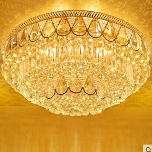 Simple round golden living room ceiling lamp LED bedroom restaurant crystal lamps modern study lighting fixture led ceiling lamp