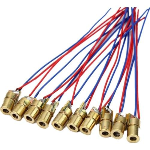 10PCS Adjustable Mini Laser Pointer Diode RED Dot Laser Diod Circuit 3V/5V 5mW 650nm Module Pointer Sight Copper Head