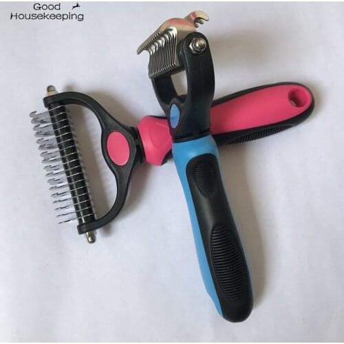 Pet Fur Knot Cutter Dog Grooming Shedding Tools Double Side Cat Hair Removal Comb Brush Long Curly Hair Cleaner Comb Pet Product