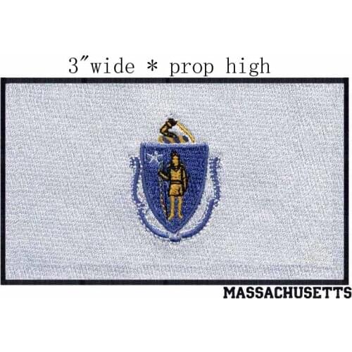 Massachusetts Flag 3"wide embroidery patch for a man/strong/arms