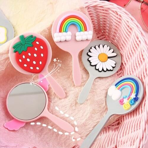 Cute Mini Handheld Cosmetic Mirror Dressing Salon Barbers Beauty Hair Hairdressers Cartoon Decorative Mirror with Handle