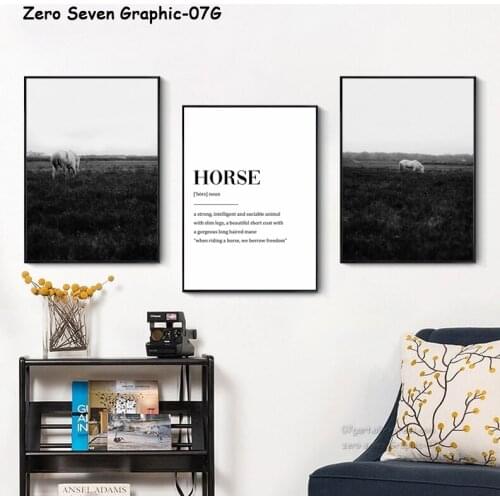 Nordic Canvas Painting Black White Animal Horse Pictures Quote Poster And Print Modern Wall Art For Living Room Home Decoration