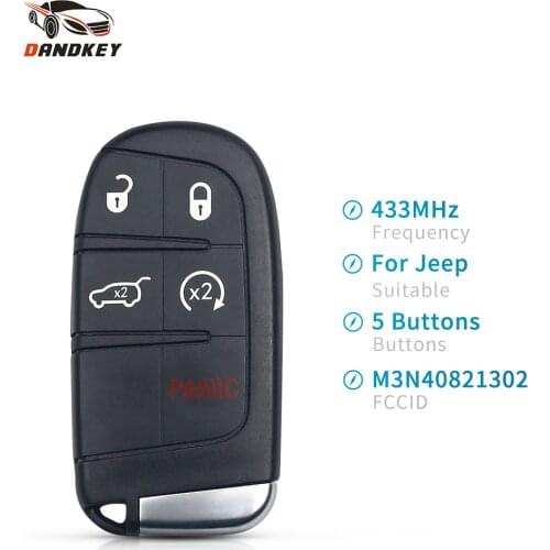 Dandkey Replacement 433MHz ID46 Chip M3N40821302 Smart Remote Key For Jeep Renegade Grand Cherokee Ram Compass 2013 - 2018