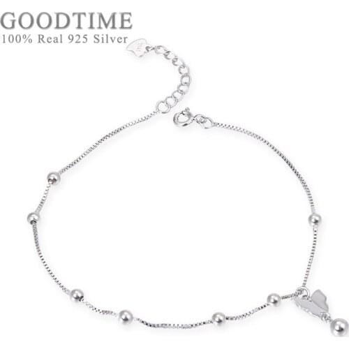 Trendy Anklet For Women 100% 925 Sterling Silver Bead Butterfly Anklet To Lady Wife Jewelry Foot Accessories For Wedding Party