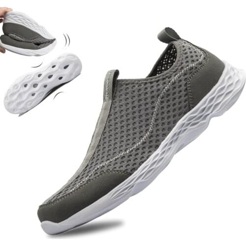 Nidengbao Mens Casual Shoes Summer Super Lightweight Breathable Mesh Shoes Male Outdoor Quick Dry Slip-on Loafers Big Size 50