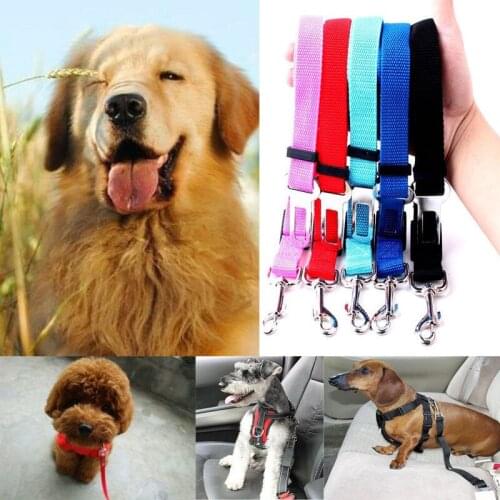 Pet Car Safety Belt Adjustable Pet Dog Harnesses Seat Belt Lead Restraint Strap Car Safety New Solid Color Pet Dog Safety Belt
